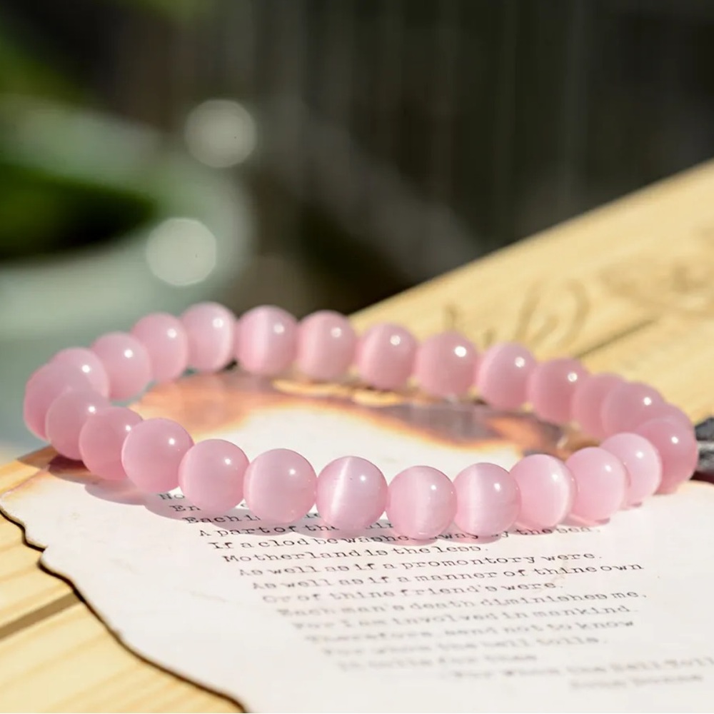 🆕New Pink Cat’s Eye 8mm Healing Gemstone Bracelet